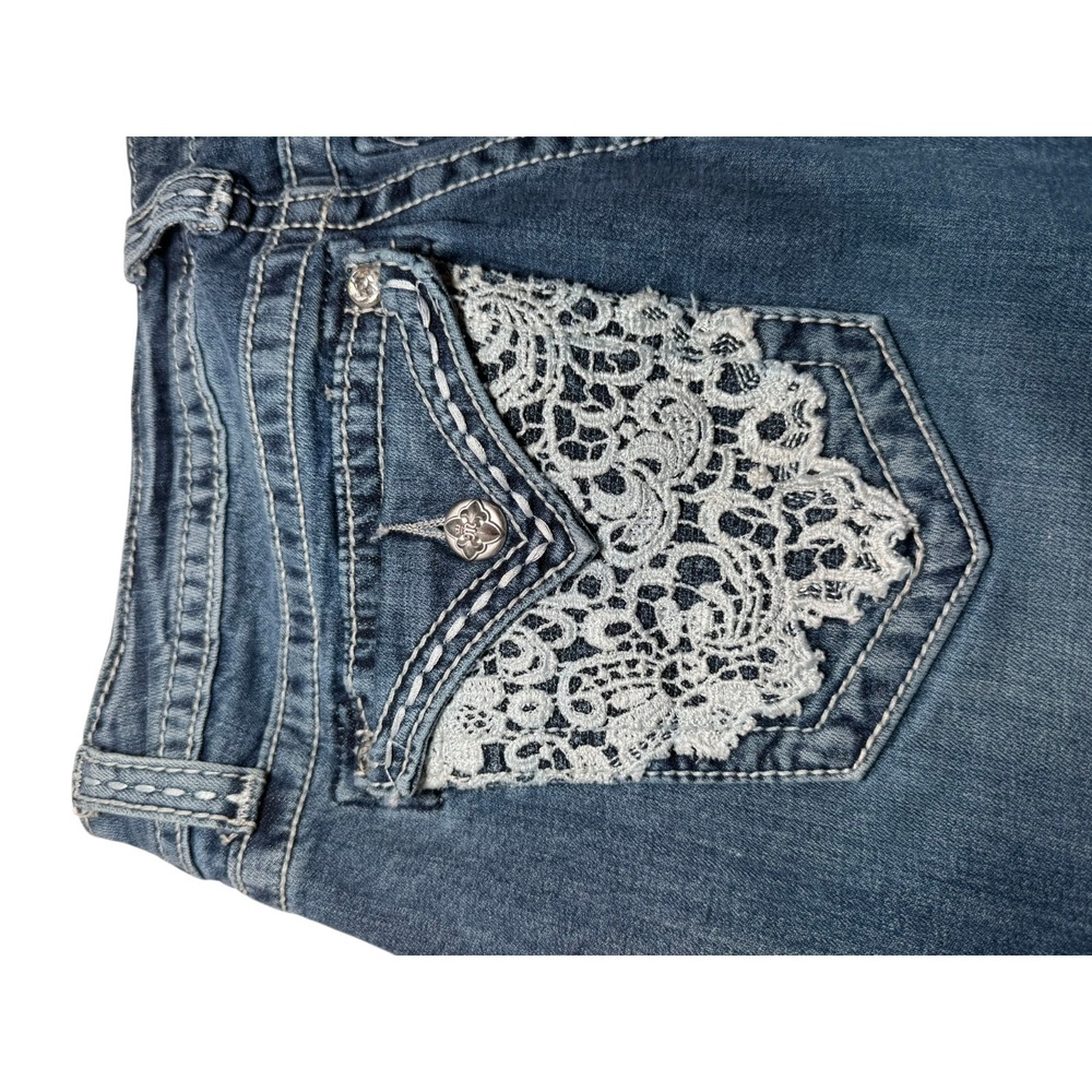 Miss Me Jeans Signature Boot Cut Jeans 31 X 34 Lace Pockets JW6171B - Picture 9 of 12